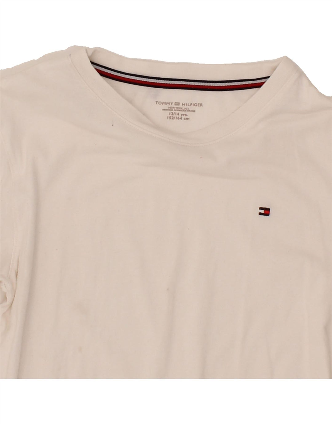 TOMMY HILFIGER Boys Top Long Sleeve 12-13 Years White Cotton Vintage Tommy Hilfiger and Second-Hand Tommy Hilfiger from Messina Hembry 