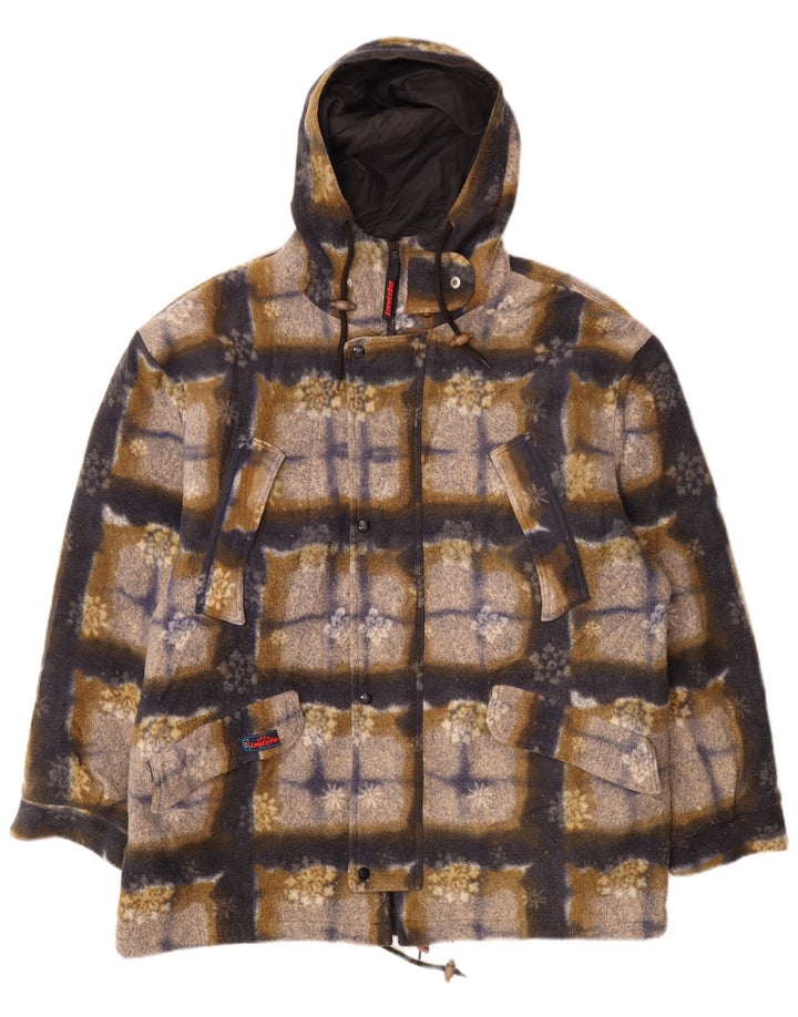 Jachetă pentru bărbați din lână cu glugă Invicta UK 42 XL, poliester cu carouri multicolore