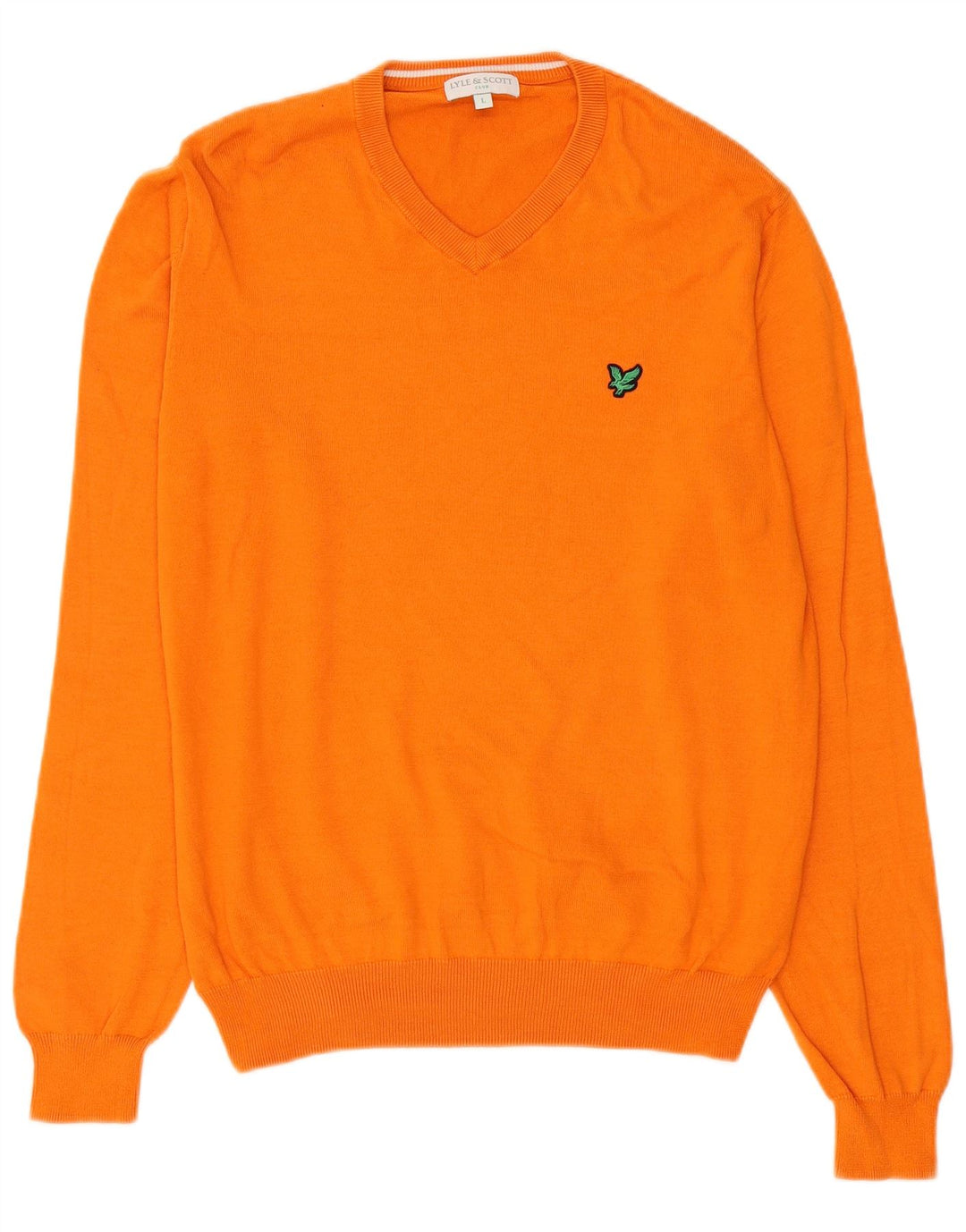 Pulover cu decolteu în V Lyle & Scott pentru bărbați, bumbac portocaliu mare
