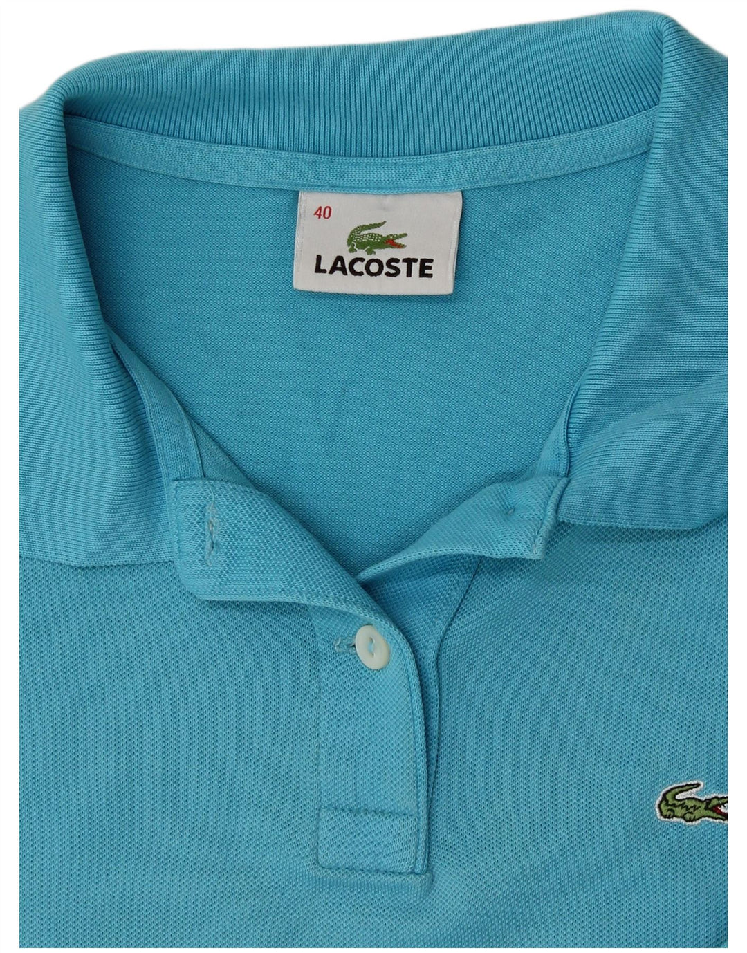 LACOSTE Womens Polo Shirt Size 40 Medium Blue Cotton