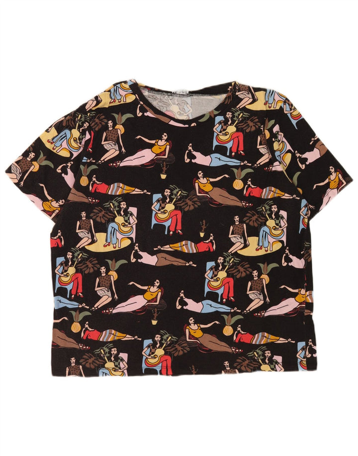 Tricou cu grafic pentru femei Zara UK 16 Large Negru