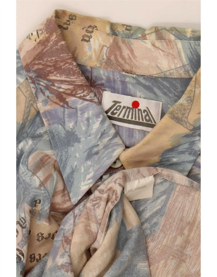 Vintage pentru bărbați cu model abstract Mărimea cămașă 39/40 Mediu Multicolor