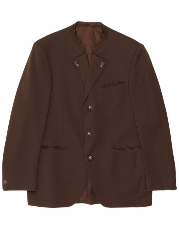 Jachetă vintage pentru bărbați cu 3 nasturi, UK 38, lână maro medie