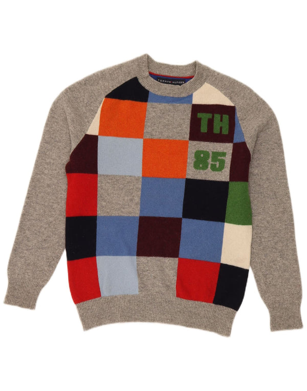 Pulover Tommy Hilfiger pentru damă, cu decolteu triplu, UK 10, gri, geometric