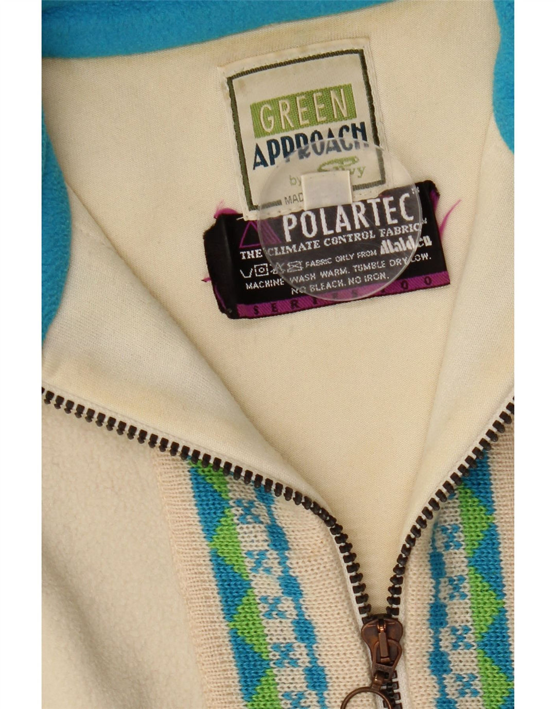 Pulover pentru bărbați Silvy Polartec, cu fermoar și gât, din lână, poliester Fair Isle, bej mediu