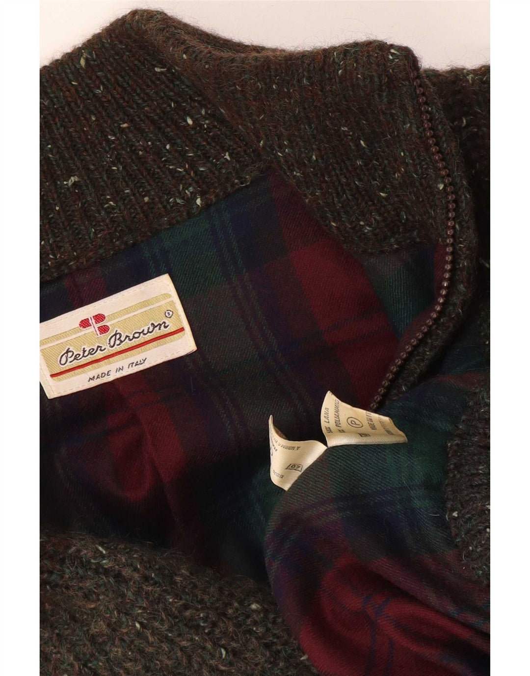 Pulover cardigan pentru bărbați Peter Brown Lână cu dungi kaki mediu