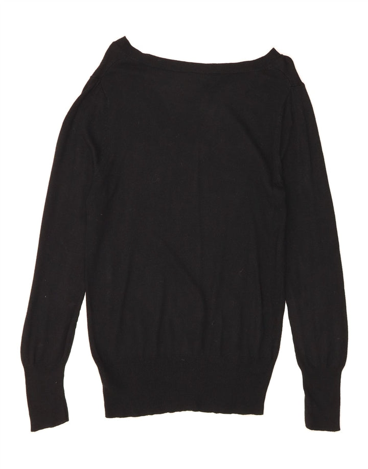 MOSSIMO Womens V-Neck Jumper Sweater UK 16 Large Black Nylon Vintage Mossimo and Second-Hand Mossimo from Messina Hembry 
