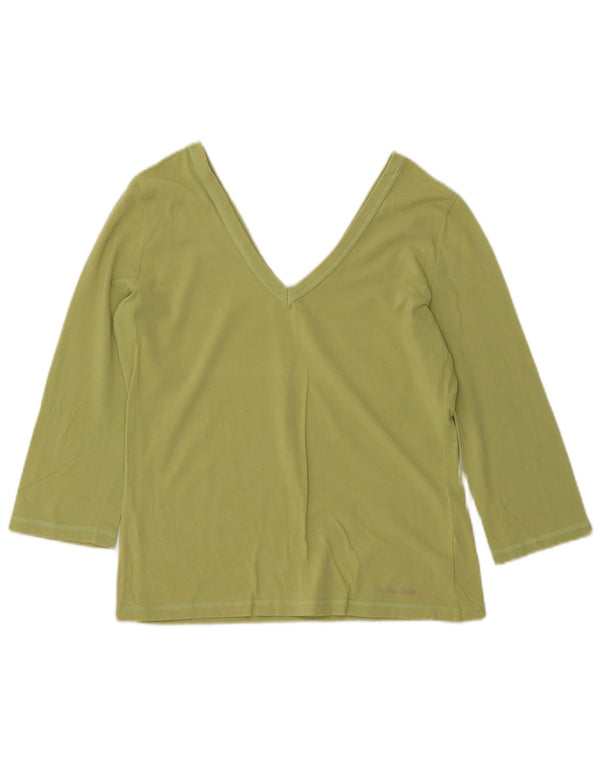 MARLBORO CLASSICS Crop Top pentru femei mâneci 3/4 UK 14 mare bumbac verde