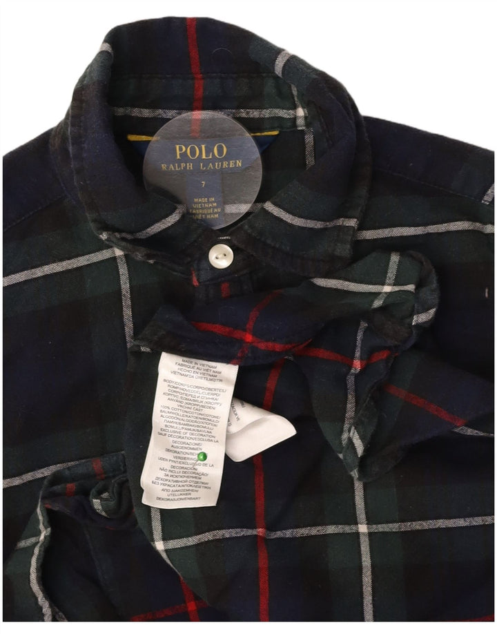 POLO RALPH LAUREN Rochie cămașă cu mânecă lungă pentru fete 6-7 ani, bleumarin, carouri