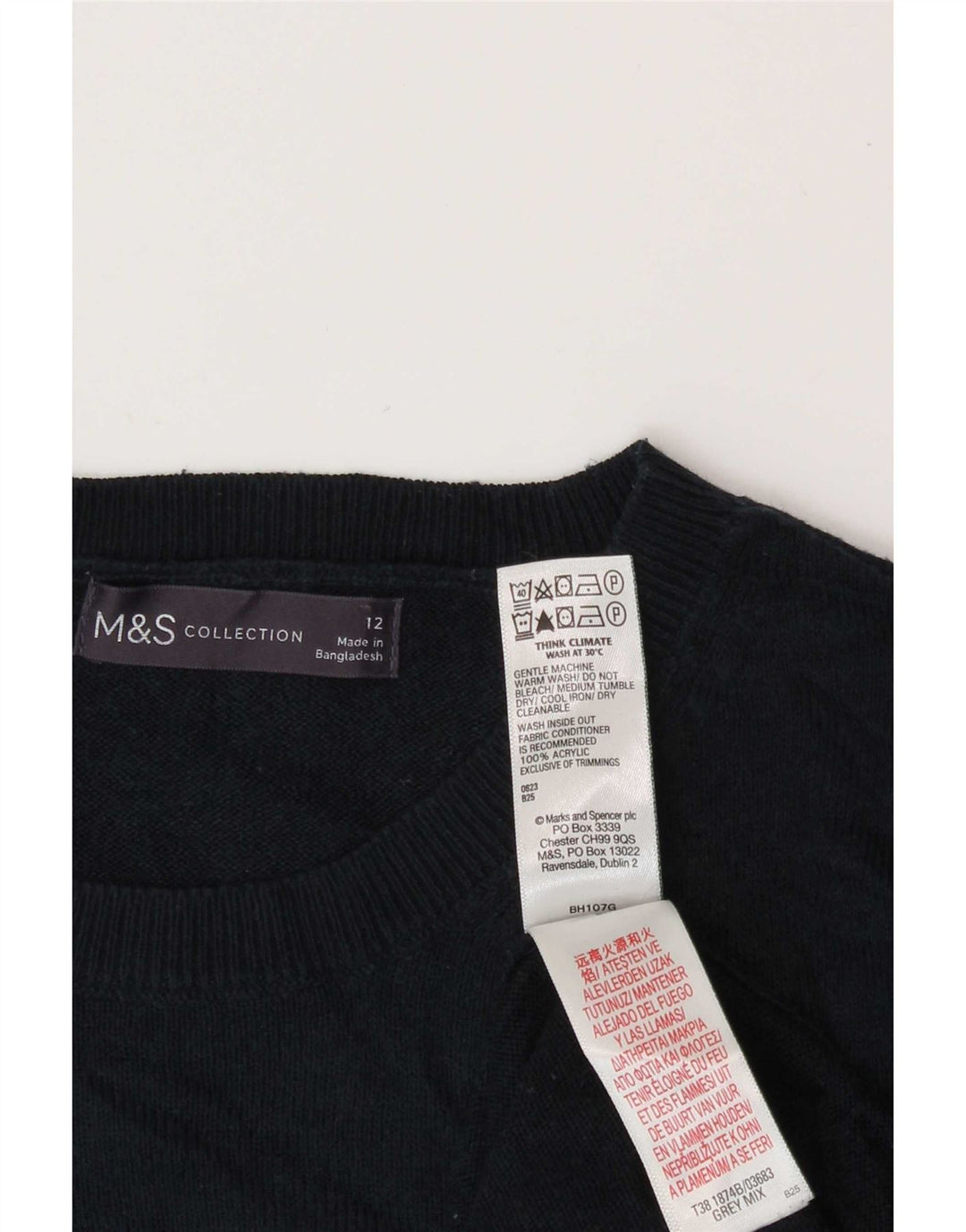 Pulover pentru femei Marks & Spencer cu decolteu triplu UK 12, gri mediu
