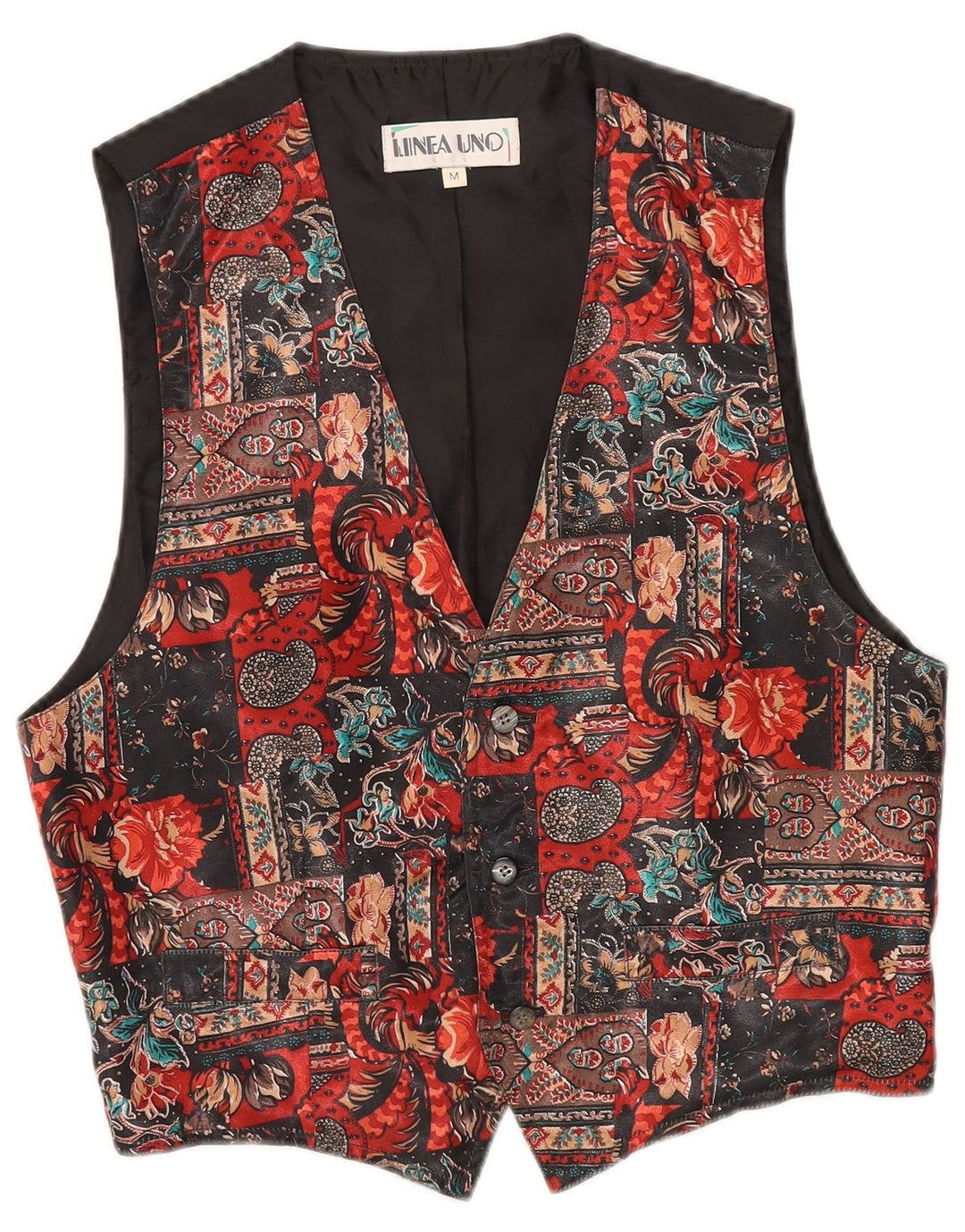 Vestă vintage pentru bărbați, poliester floral mediu multicolor