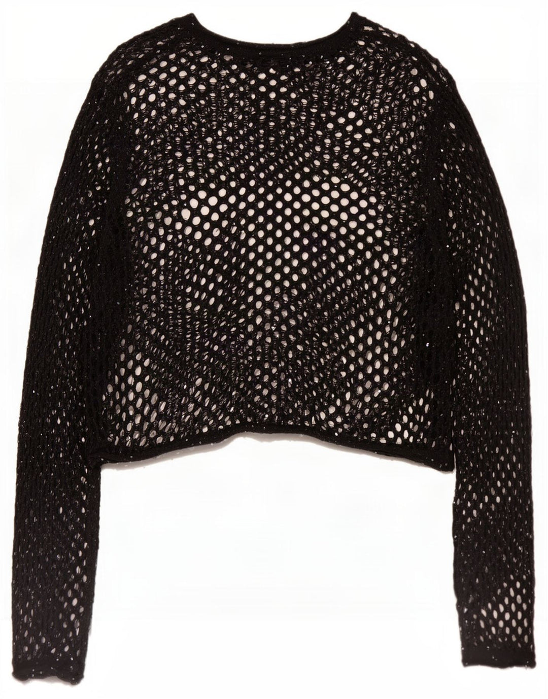 Top cu mânecă lungă supradimensionată din croșetat pentru femei Zara UK 10 Small Black