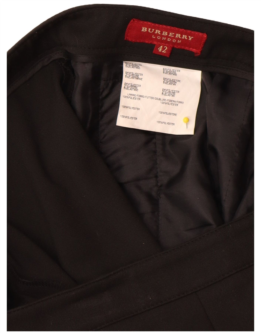 Burberry Pantaloni drepti pentru femei IT 42 Medium L32 L35 Poliester negru
