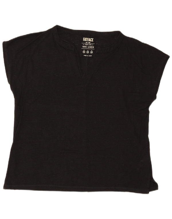 Fat Face Tricou supradimensionat pentru femei Top UK 16 Large Black Linen