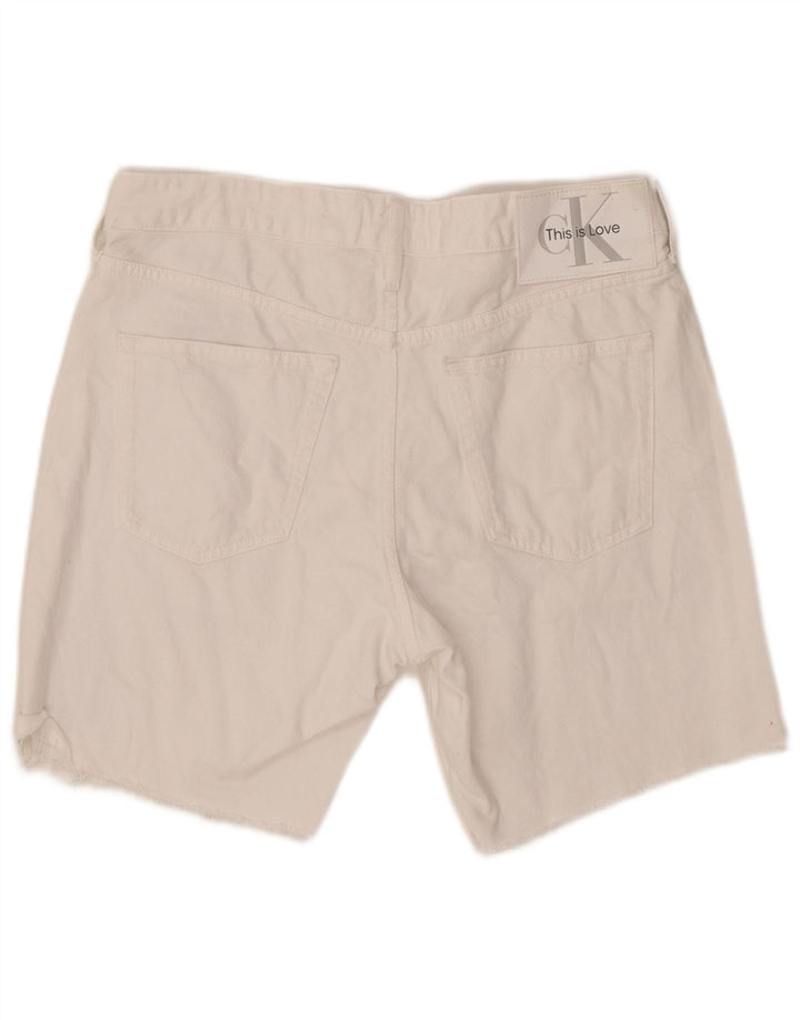 Pantaloni scurți din denim grafic pentru bărbați CALVIN KLEIN W31 bumbac alb mediu