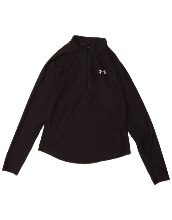 Under Armour Womens Heat Gear Top cu mânecă lungă UK 10 Small Black Elastomer