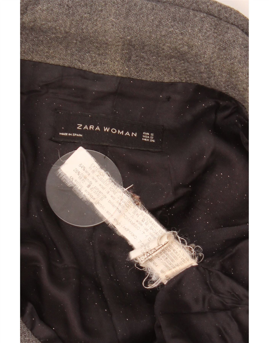 Pardesiu supradimensionat pentru femei Zara UK 10, lână gri mică