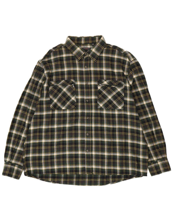 Cămașă de flanel cu carouri SEA BARRIER pentru bărbați, bumbac cu check verde 2XL