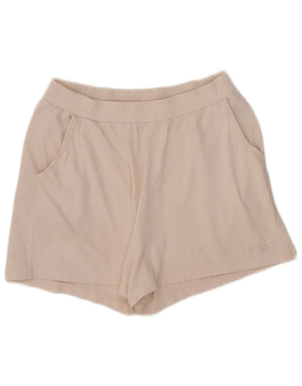 Pantaloni scurti sport Stussy pentru femei UK 14, mari din bumbac alb