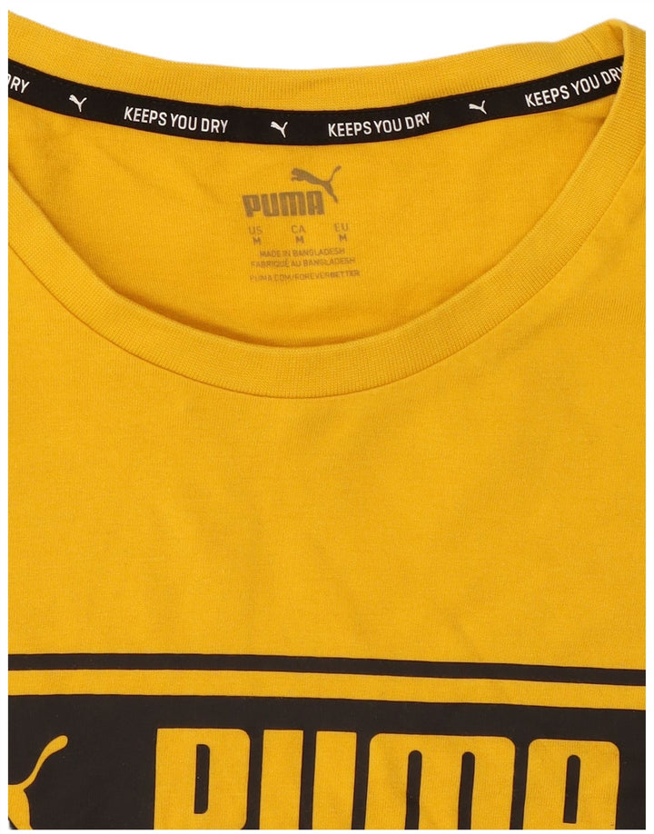 Tricou grafic Puma pentru bărbați Top din bumbac galben mediu