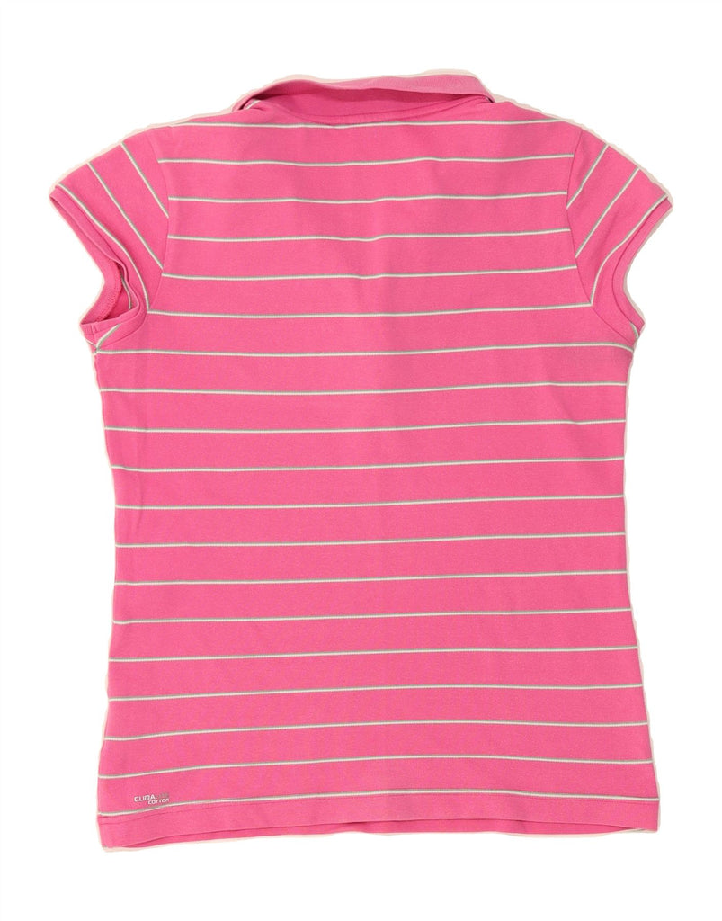 ADIDAS Womens Clima 365 Polo Shirt UK 16 Large  Pink Striped Cotton Vintage Adidas and Second-Hand Adidas from Messina Hembry 