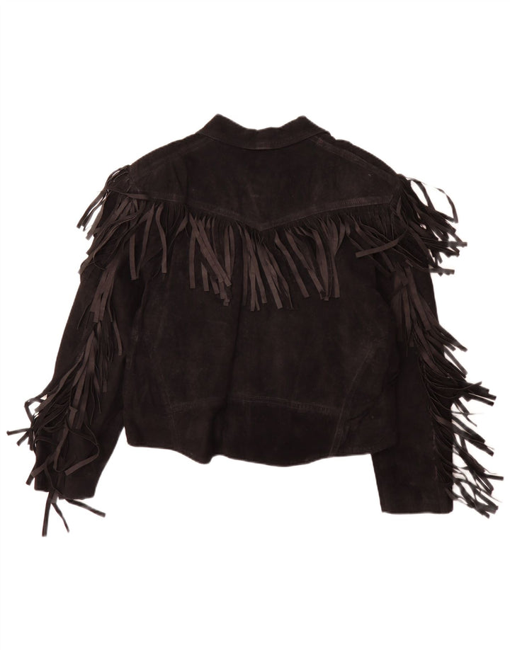 Jachetă vintage de piele intoarsa pentru femei IT 50 XL Cowboy din piele neagra