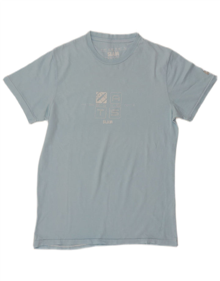 Tricou grafic SLAM pentru bărbați Top din bumbac albastru mediu
