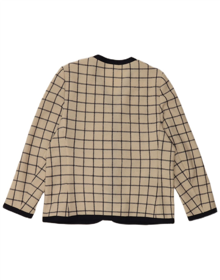 Jachetă pentru femei Liola tricot cu 4 nasturi, UK 14 MARE Lână cu carouri bej