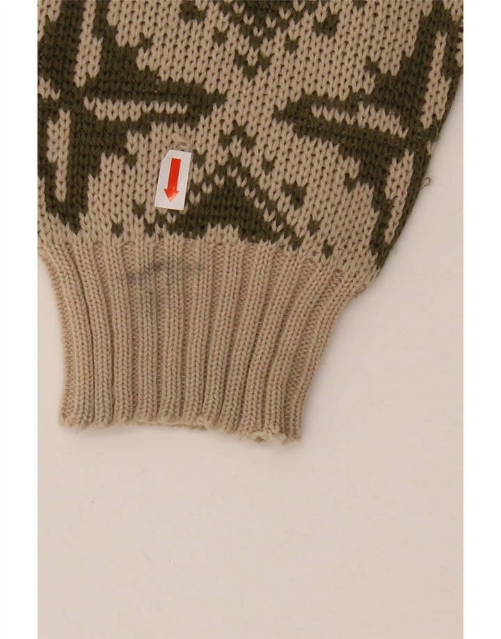 Pulover de damă VINTAGE cu gât barcă IT 46 mare bej geometric