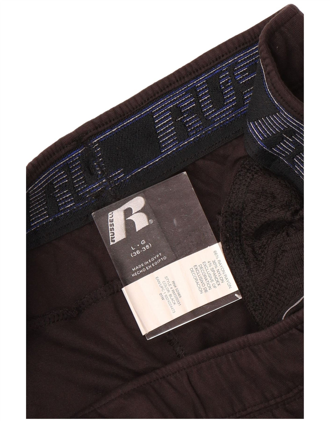 RUSSELL ATHLETIC Pantaloni de trening crop pentru bărbați, largi, negru, raion