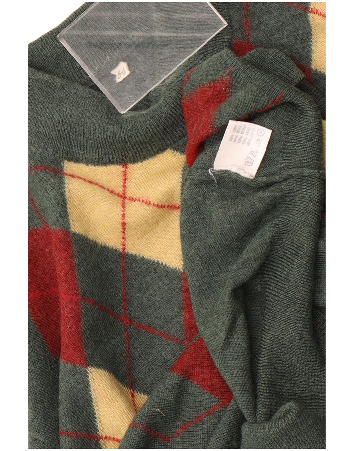 Pulover vintage pentru bărbați cu gât țestoasă IT 50 Medium Green Argyle/Diamond