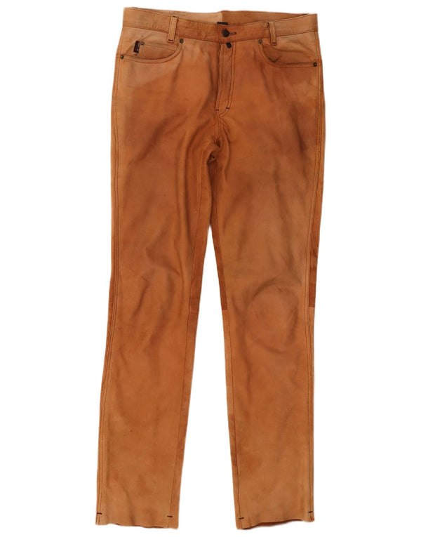 POLO Pantaloni drepti din piele intoarsa pentru barbati IT 52 XL W38 L34 Piele maro