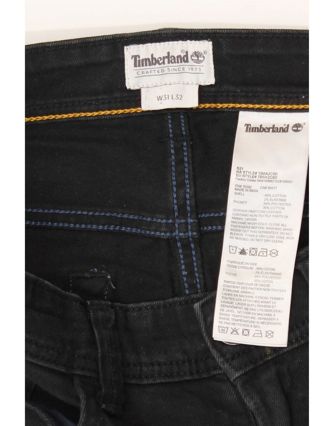 Blugi slim pentru bărbați Timberland W31 L27 bumbac negru