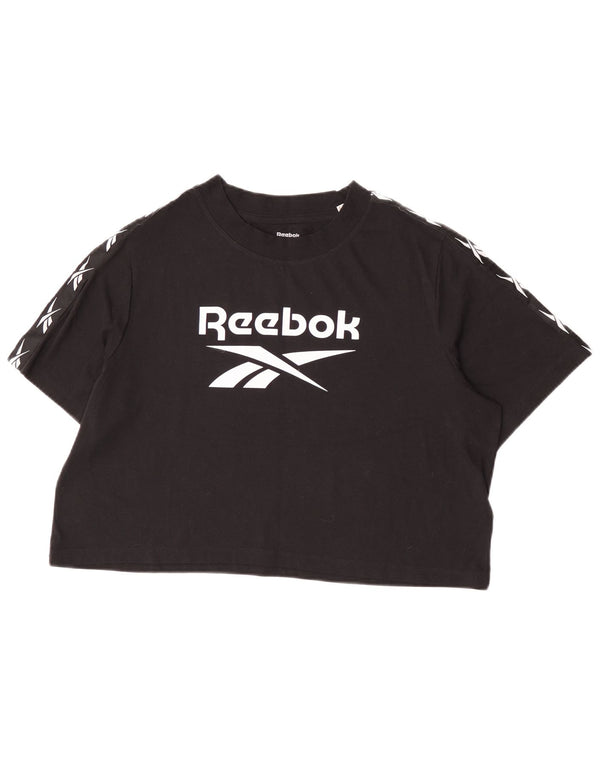 Tricou Crop Graphic Reebok pentru femei, UK 20/22 XL, bumbac negru