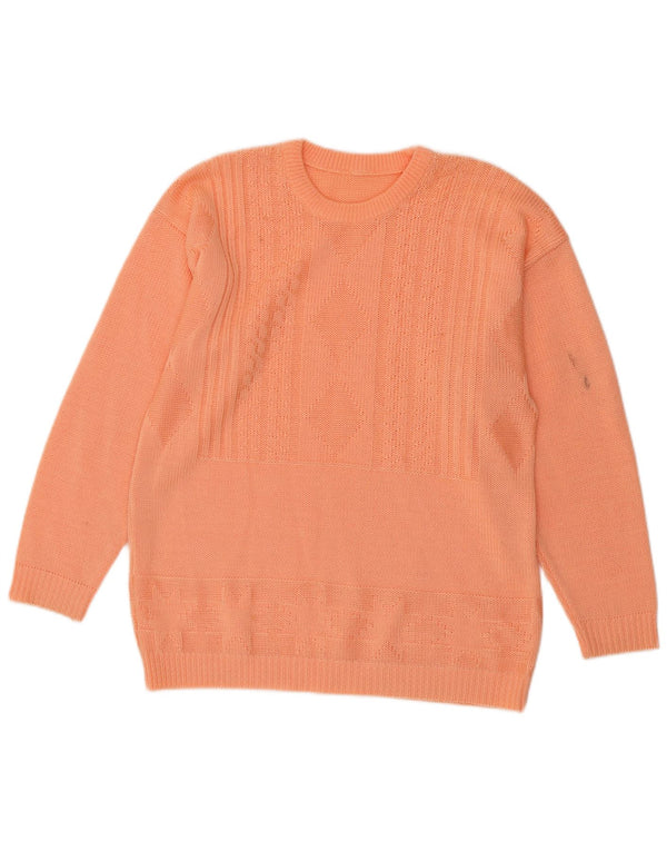 Pulover vintage pentru femei cu gâtul turnat, mare, portocaliu