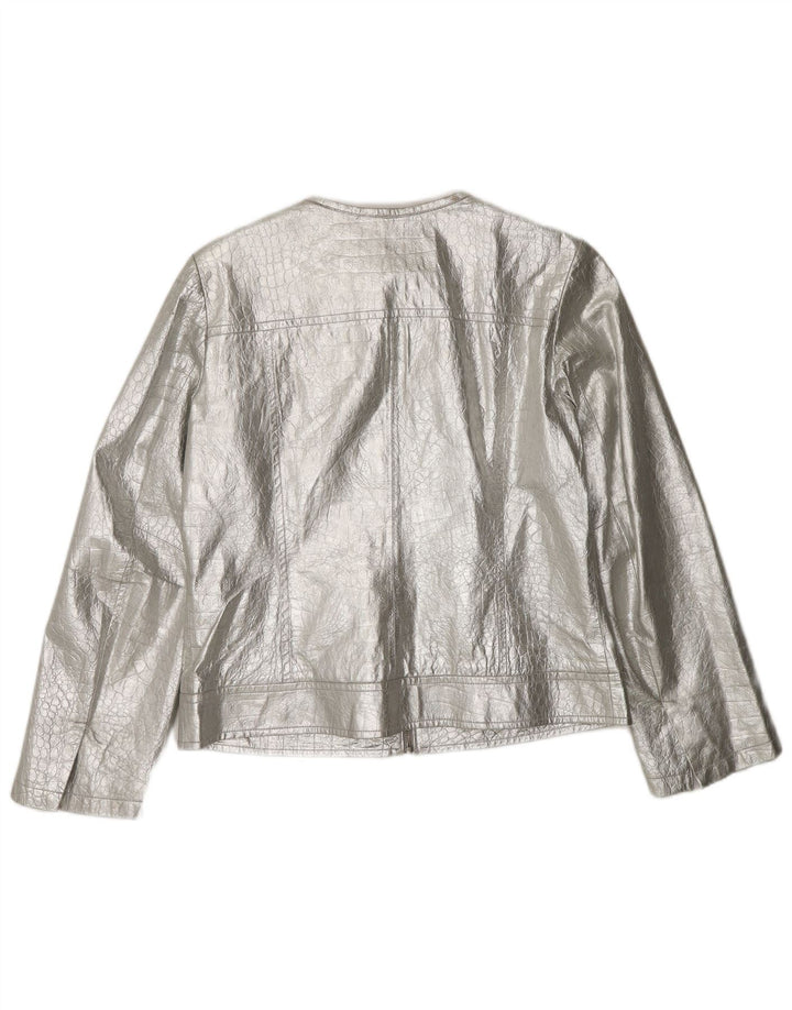 Jachetă de piele pentru femei CORTEFIEL UK 12 Medium Silver Silver