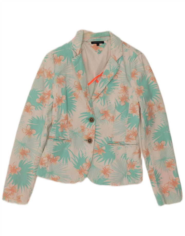 Sacou blazer pentru femei Tommy Hilfiger cu 2 nasturi US 4 mic, albastru, bumbac floral