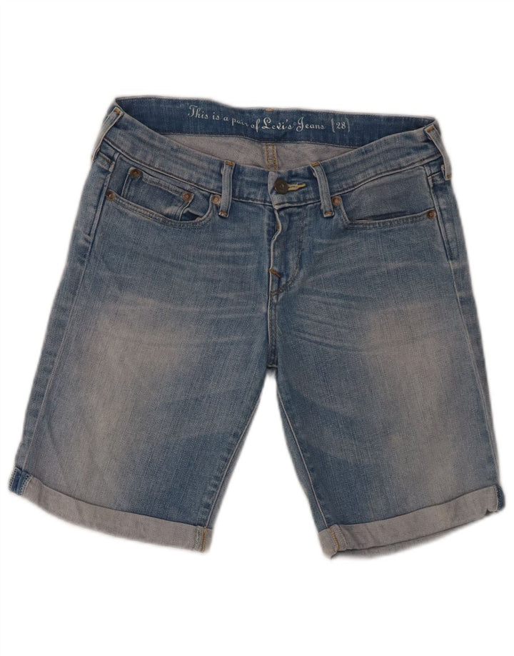 Pantaloni scurți din blugi pentru femei LEVI'S W28, bumbac albastru mediu