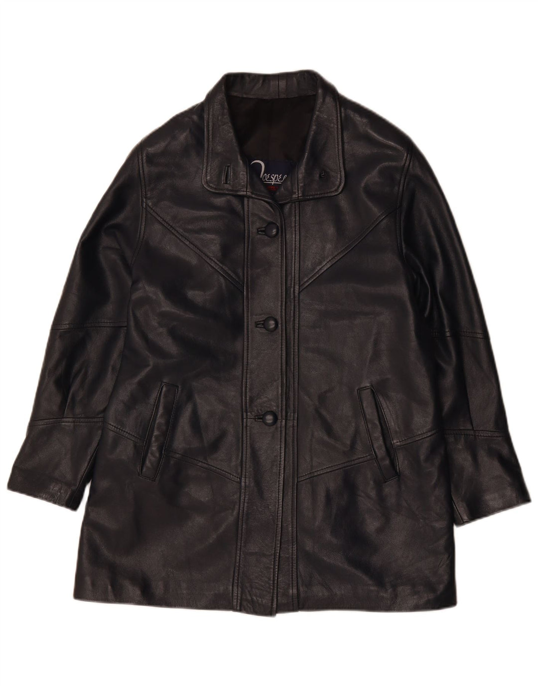 Jachetă de piele vintage pentru femei UK 14 Medium Black Leather