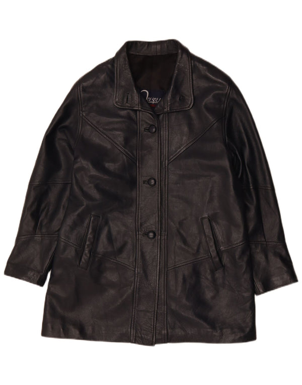 Jachetă de piele vintage pentru femei UK 14 Medium Black Leather