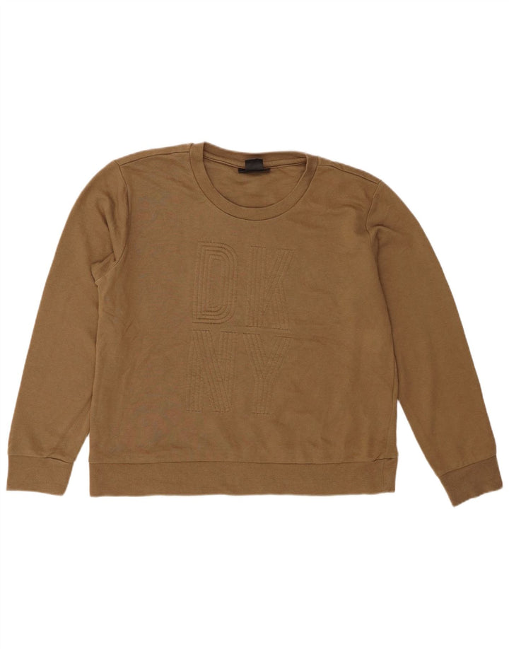 Dkny Pulover cu grafic pentru femei UK 14 Bumbac kaki mediu