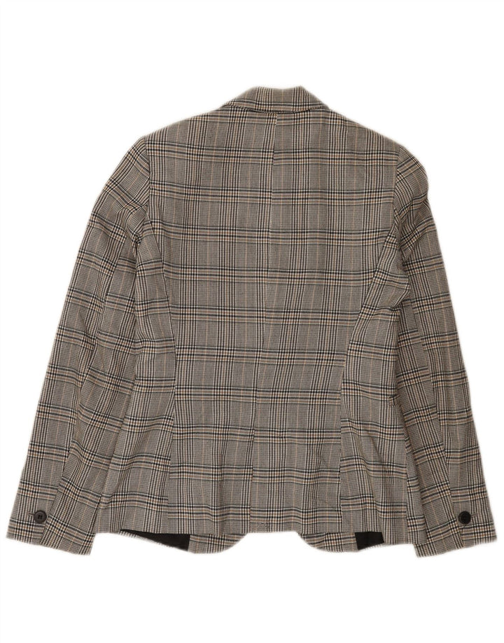 Blazer pentru femei Zara cu 1 nasture EU 34 2XS Poliester cu carouri gri