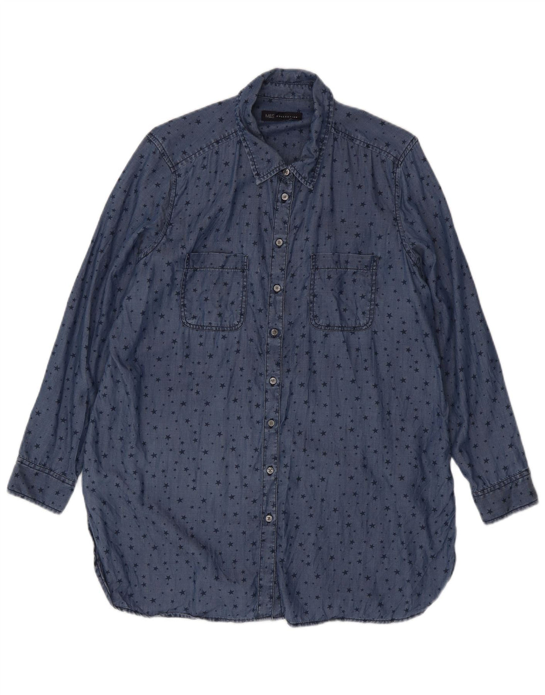 Cămașă pentru femei Marks & Spencer cu paragate cu model abstract UK 16 Large Blue