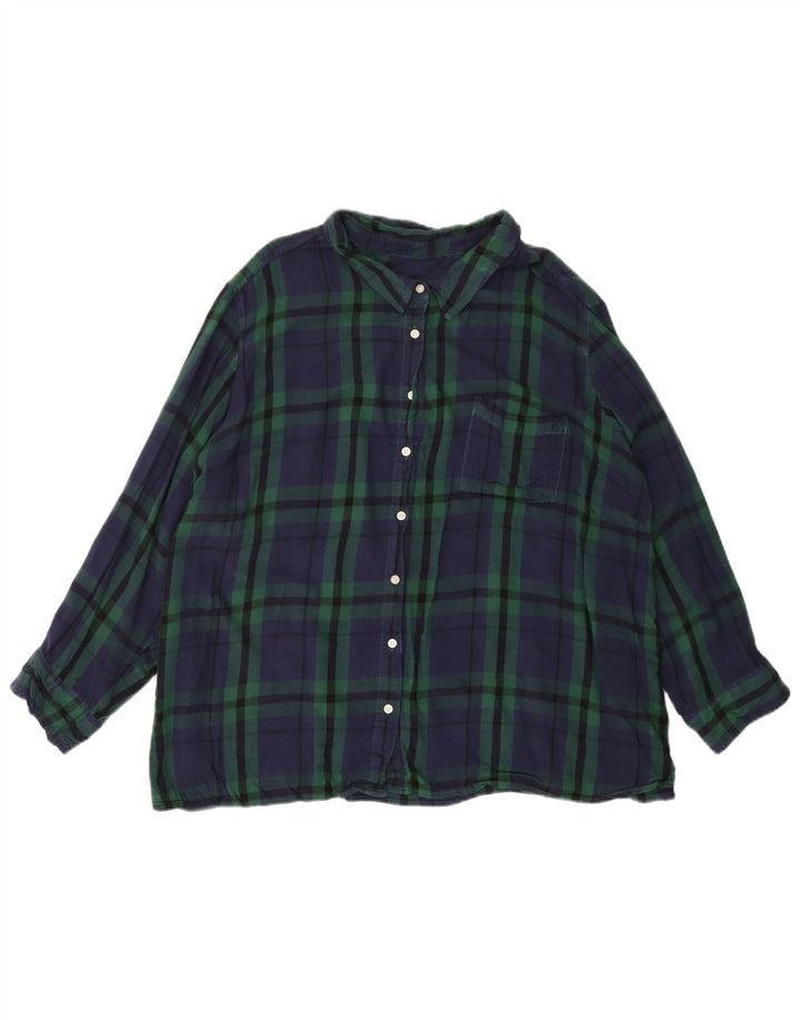 Cămașă de flanel pentru femei TOMMY HILFIGER UK 22 3XL, verde, carouri, raion