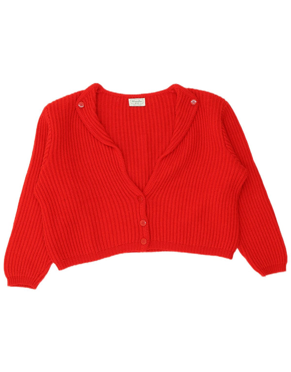 Pulover cardigan supradimensionat pentru femei Benetton IT 48 XL Lână roșie