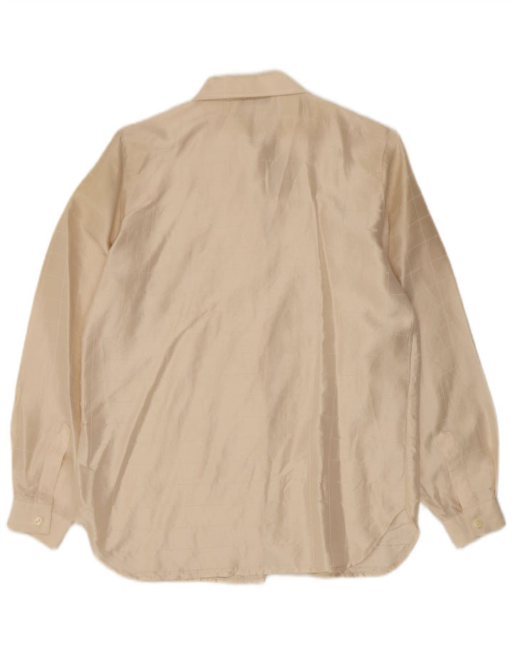 Bluză cămașă vintage pentru femei UK 14 Medium Beige Check