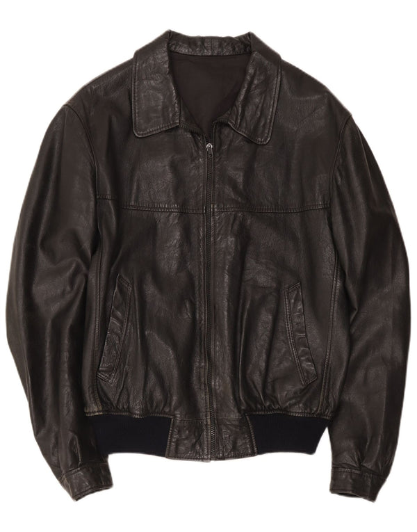 Jachetă de piele vintage pentru bărbați IT 48 Medium Black