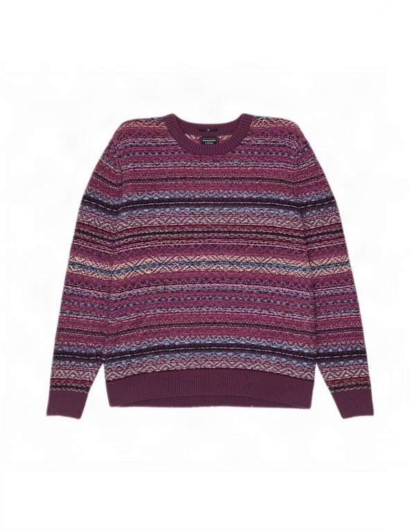 Pulover Abercrombie & Fitch pentru bărbați, cu gâtul turn, XL, mov, nailon Fair Isle