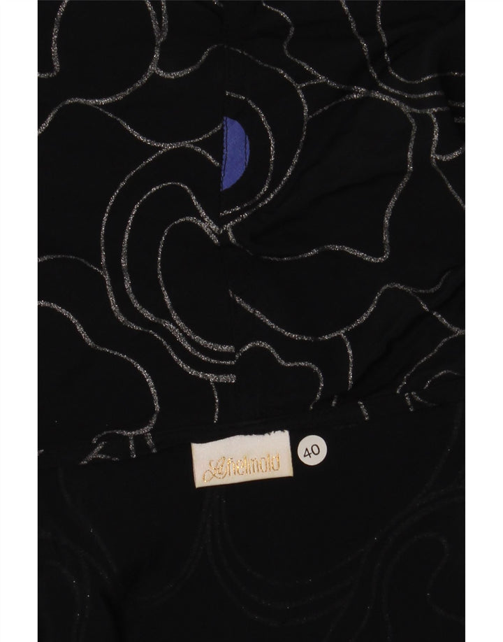 VINTAGE Bluză supradimensionată pentru femei cu model abstract EU 40 Medium Negru