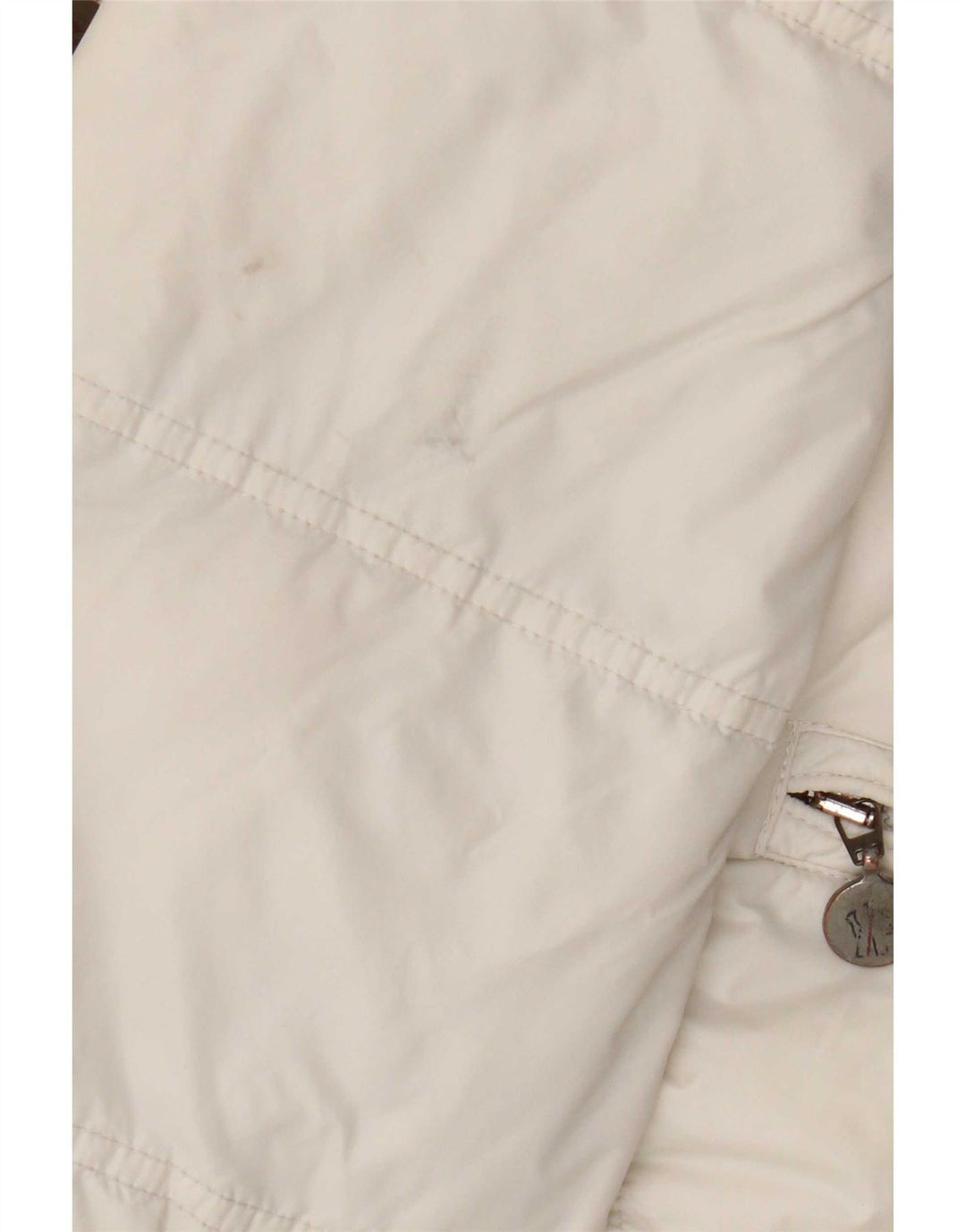 Jachetă căptușită cu grafică Moncler pentru fete 9-10 ani, albă, din poliamidă color bloc